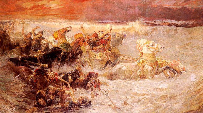 Frederick Arthur Bridgman Pharaoh army engulfed by the Red Sea oil painting picture
